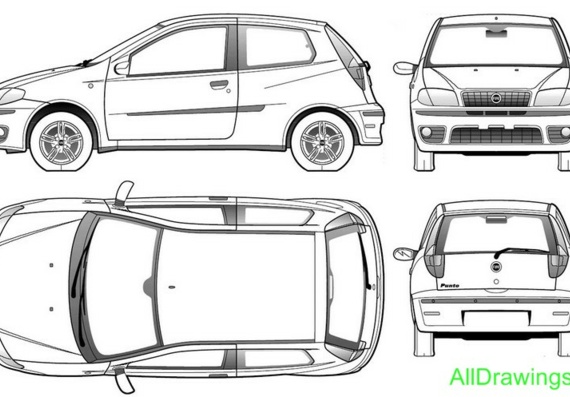 Fiat Punto II 3-Door (2005) (Fiat Punto 2 3-door (2005)) - drawings (figures) of the car